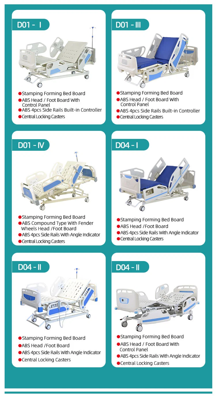 Multifunctional Electric Hospital Bed 5 Functions ICU Bed for Patient