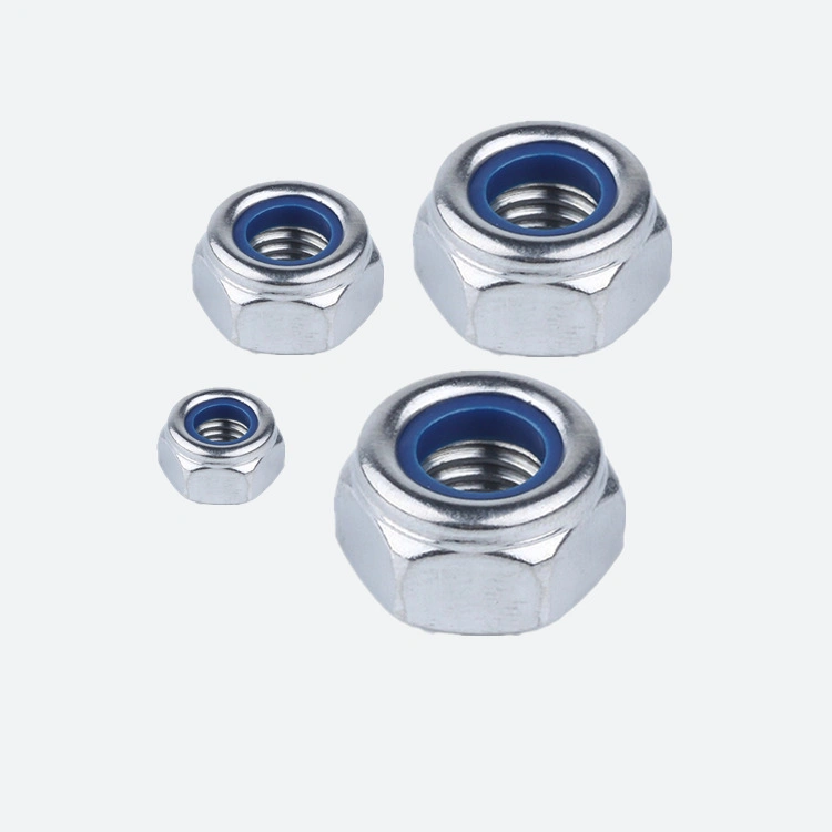 Galvanized Nylon Hex Lock Nut White Zinc, Blue and White Zinc Colors Can Be Customized