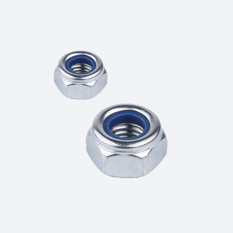 Galvanized Nylon Hex Lock Nut White Zinc, Blue and White Zinc Colors Can Be Customized