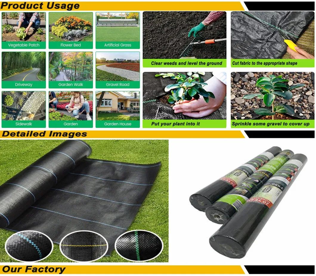 Custom Size Polypropylene/PP 100GSM Woven Garden Landscape Weed Control Geotextile