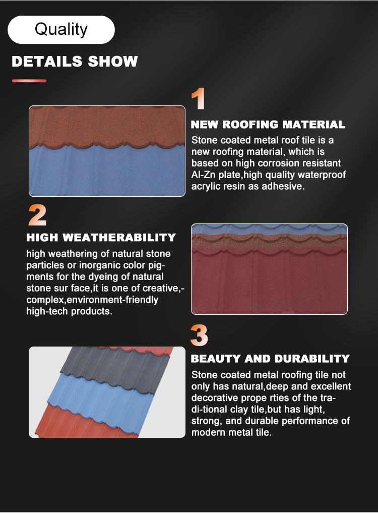 Long Lasting Building Material for Roof Color Stone Coated Metal Roofing Tile Steel Sheet Panel