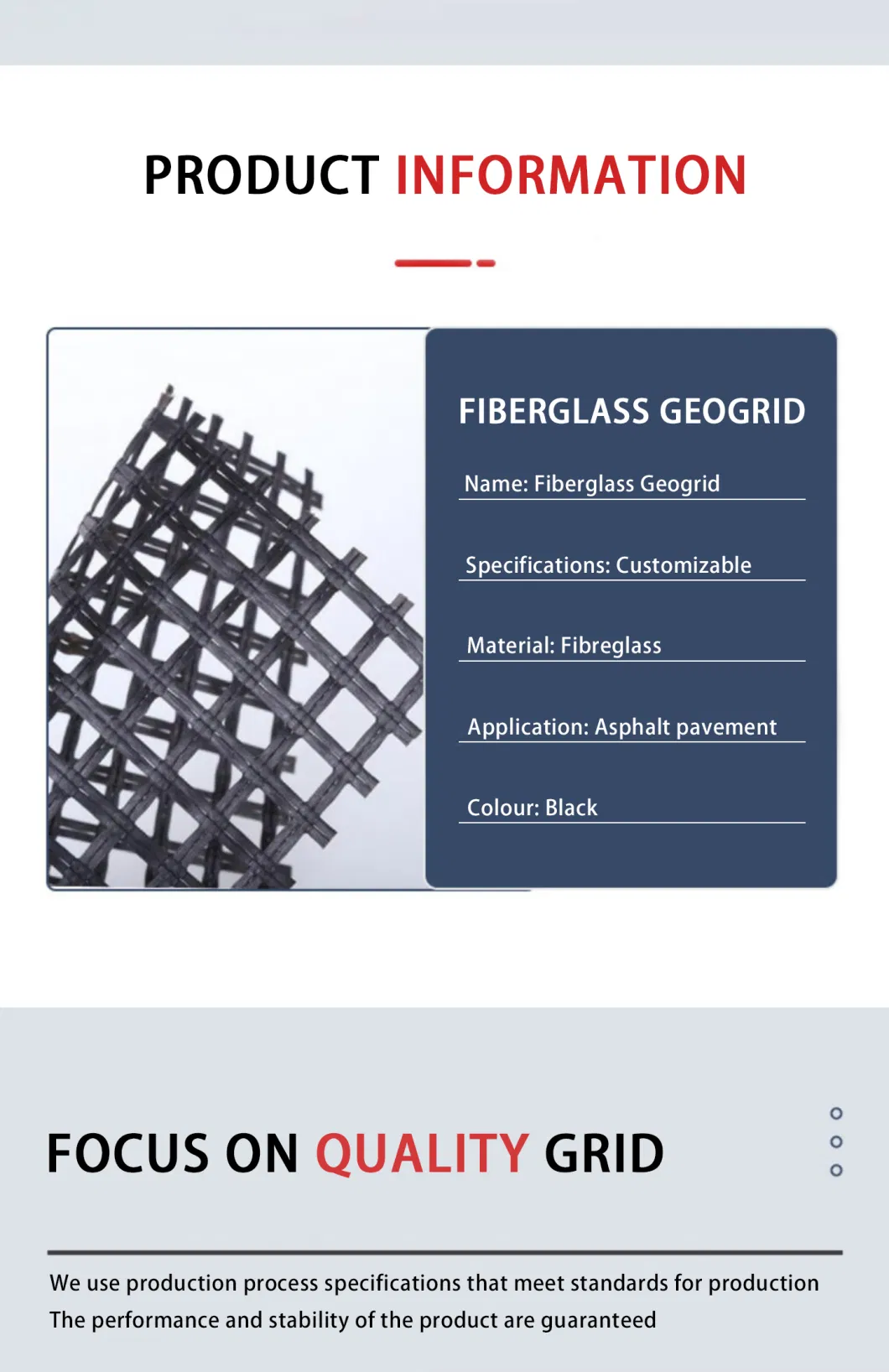 High Quality Fiberglass Mesh Grid Glass Fibre Geogrid for Road Reinforcement