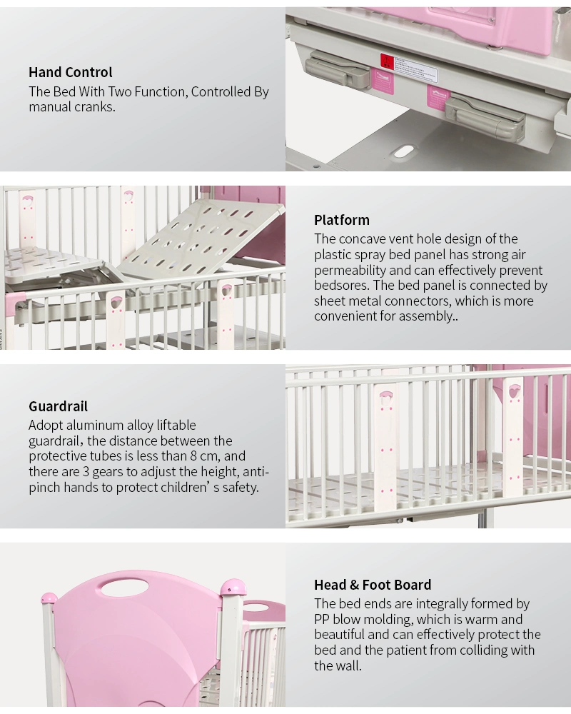 Cx2X Casters 2 Cranks 2 Function Newborn Medical Crib Adjustable Manual Nursing Babies Pediatric Bed Children Hospital Bed