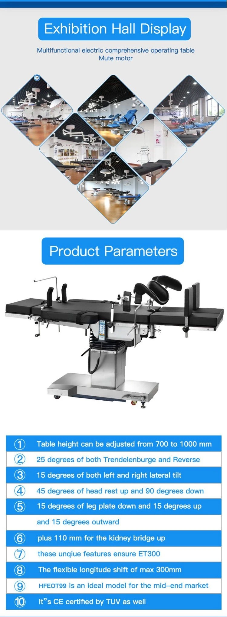 Factory Price Electric Operating Theatre Table for Surgical