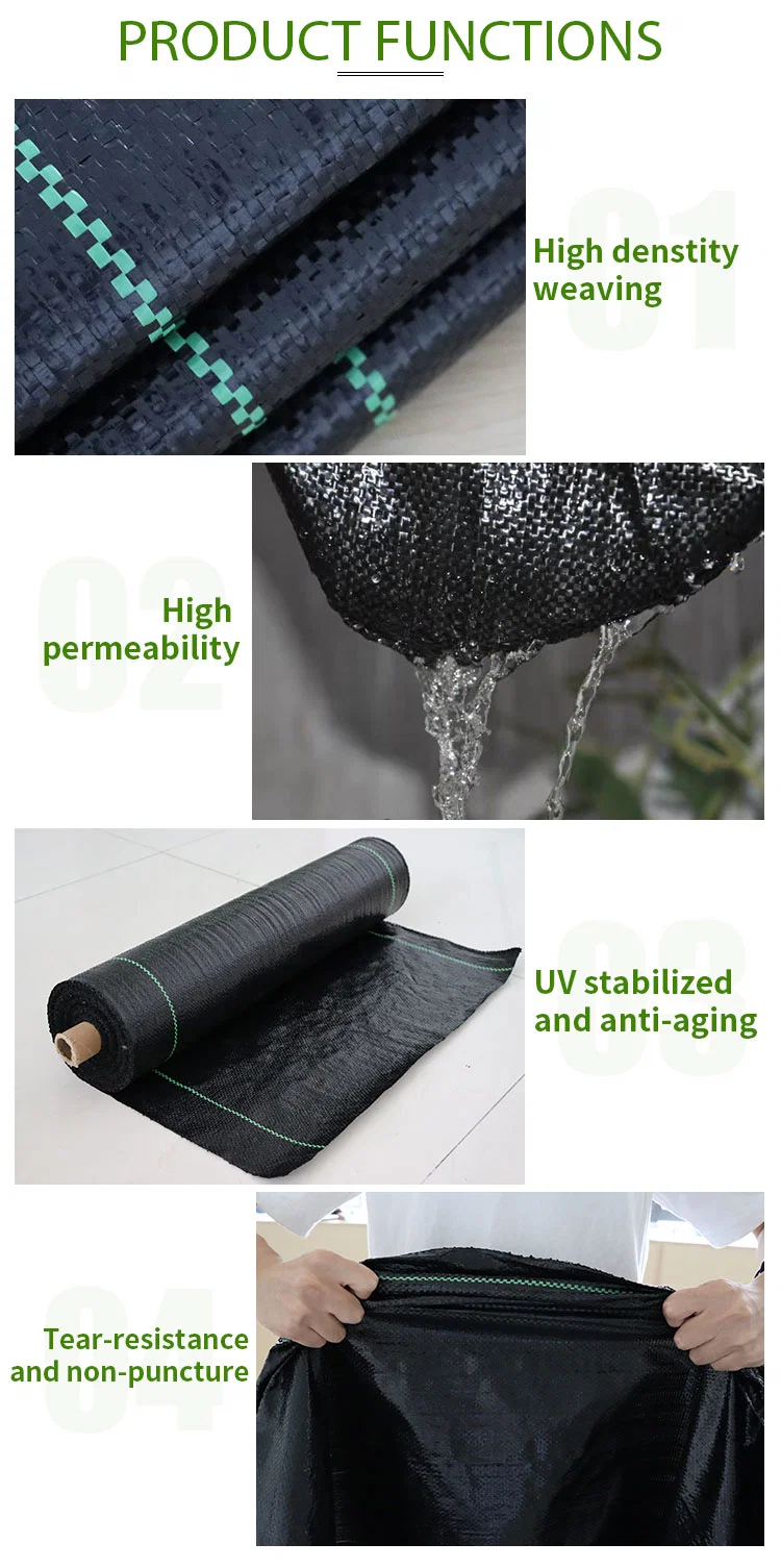 CE TUV SGS Approved Factory Anti UV Geotextile Black PP PE Woven Ground Cover Weed Barrier Control Mat Landscape Fabrics