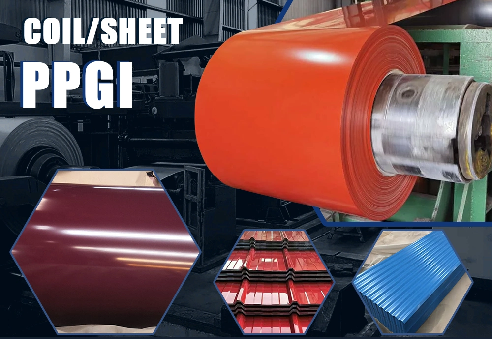 PPGI Zinc Coating Z60 Z100 Z180 Z275 Dx51d Dx52D Dx53D PPGI Galvanized Sheet, Color Coated Steel Coil and Hot DIP Galvanized Steel Coil