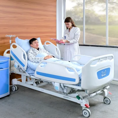 Ruote portatili D3D 3 funzioni regolabili pieghevole Mobili medicali metallo Manuale di assistenza per pazienti in clinica Letto ospedaliero