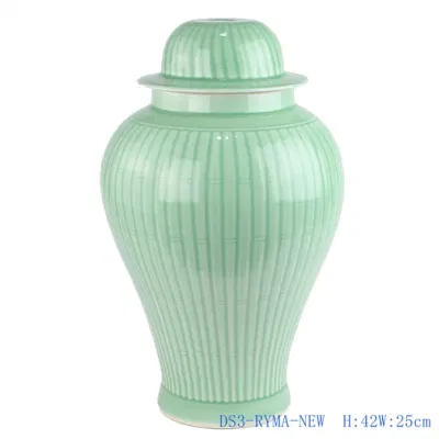 Porcellana Shadow Green Artigianato a strisce lampada in ceramica porcellana vaso generale Lampade da tavolo