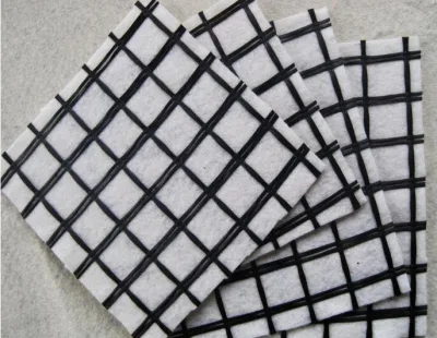 Fibra di vetro acciaio plastica PP PET composito geogriglia con geotessile Per costruzioni stradali vendute