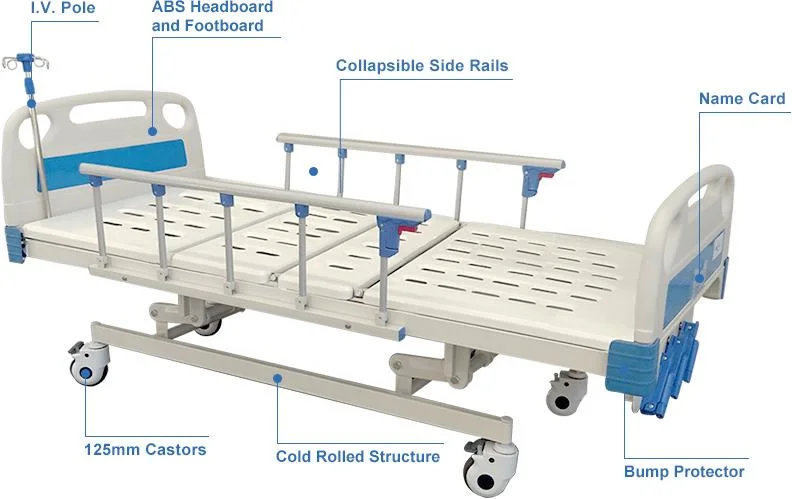 Hospital Clinic Manufacturer Three Cranks Manual Medical Beds Price