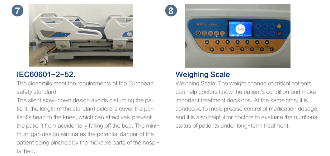 Patient Intensive Care Medical Clinic Hospital ICU Electric Bed with Weighing Scale