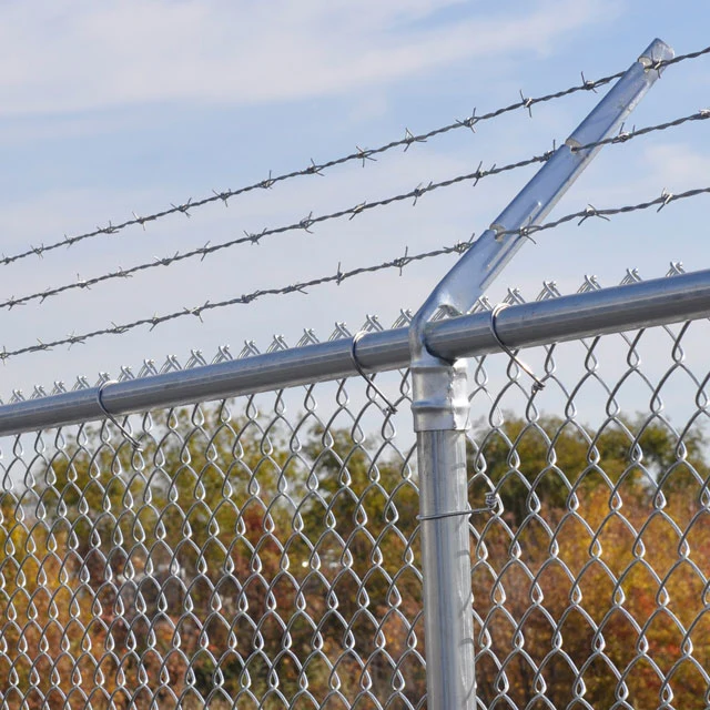 Galvanized 9 Gauge 50*50mm Diamond Wire Mesh Chain Link Security Fence with Barbed Wire.