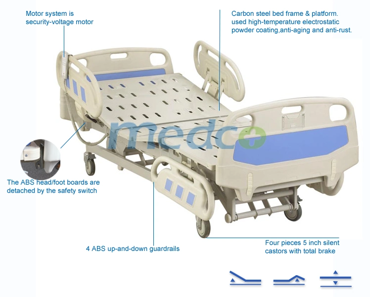 ICU Bed Fast Delivery for Large Qty, Three Function Electric Intensive Care Hospital Bed