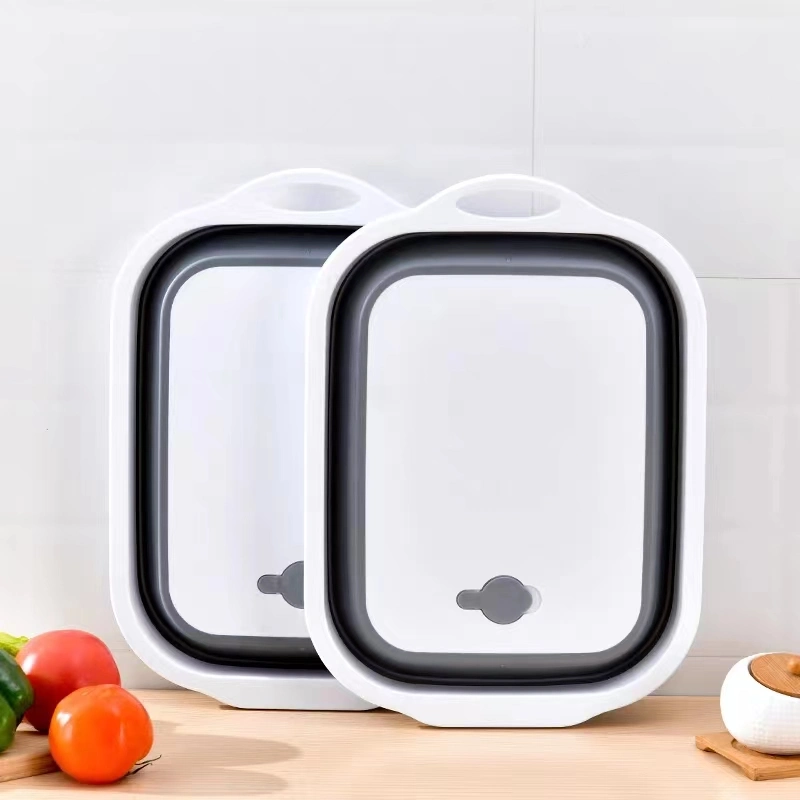 2023 Hot Selling Multifunctional Drainage Basket Foldable 2-in-1 Plastic Cutting Board