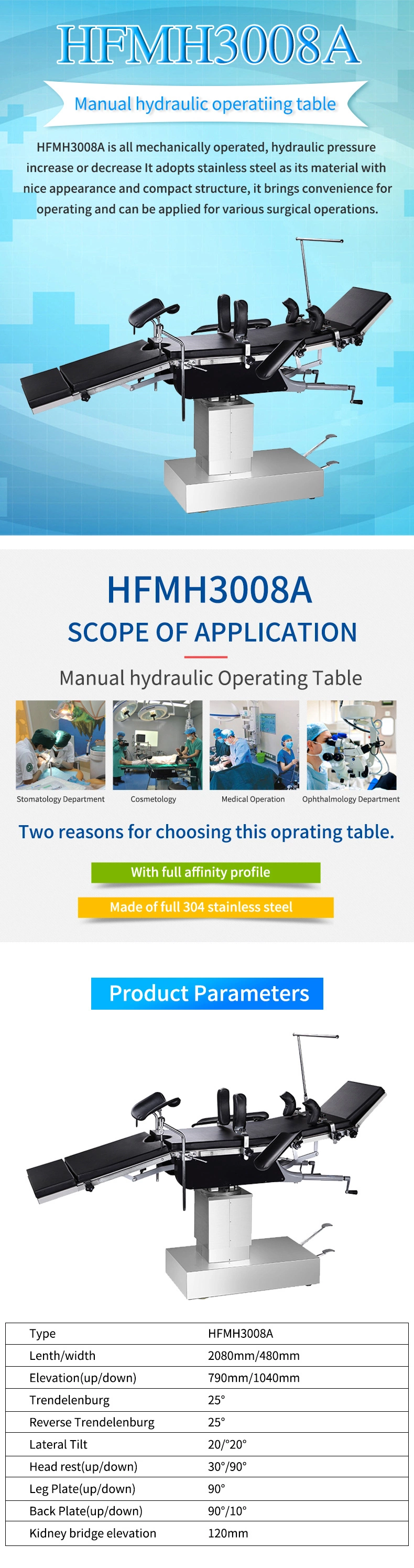 Hydraulic Examination Operating Table Vet Surgery Table (HFMH3008A)