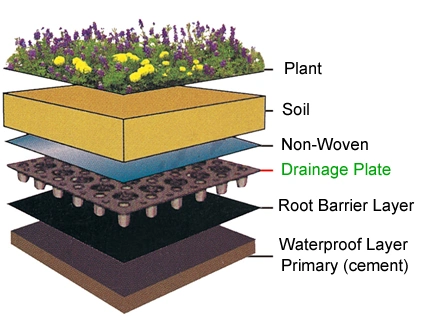 Plastic HDPE Dimple Drainage Board Mat for Roof Garden 2.0mm