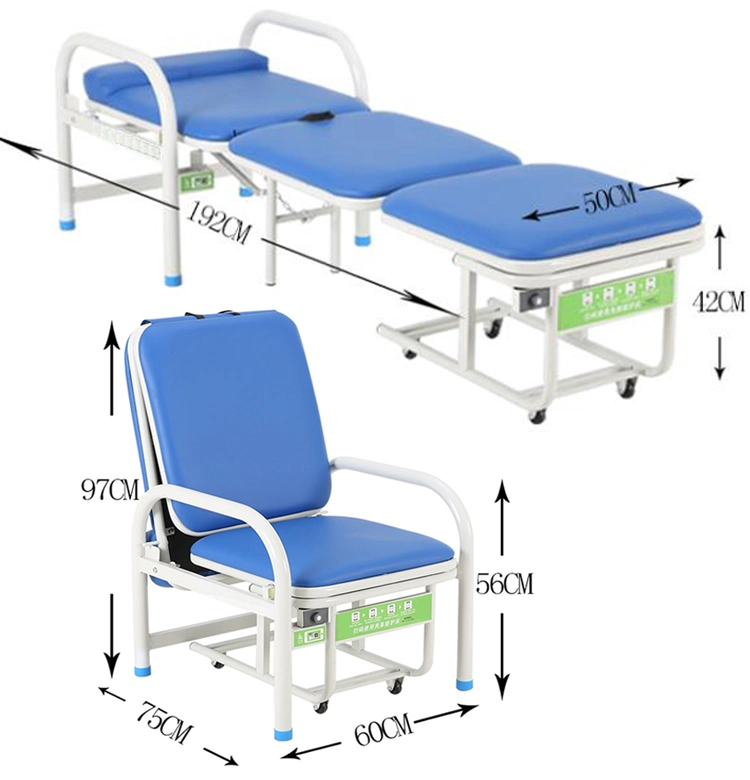 Multi Functional Manual Foldable Portable Medical Hospital Escort Bed