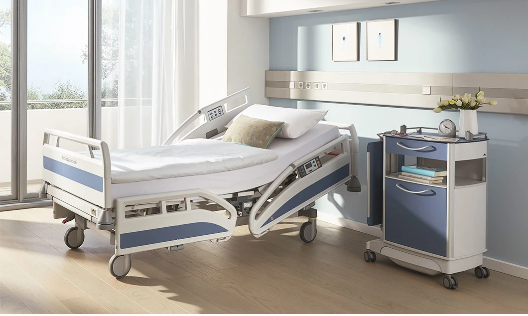 Hospital Furniture Wooden Adjustable Mobile Patient Homecare Bed Multifunction Electric Nursing Medical Beds for Home Care