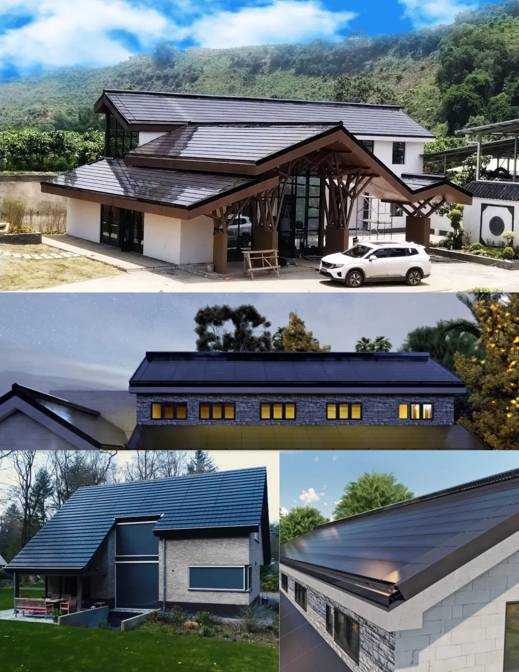 High Efficiency Tempered Glass BIPV Roof Tiles Solar Roofing Tile Hollow Glass Solar Module Prices for Green House