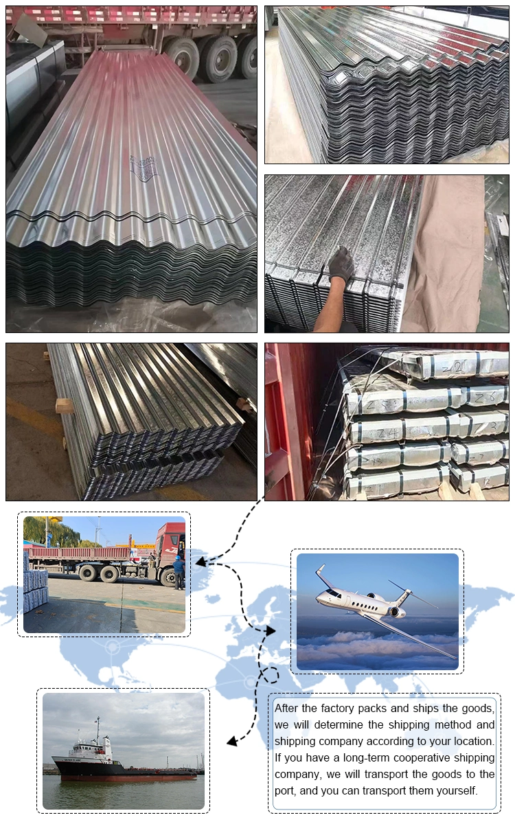 OEM Z180 Z200 600~2600mm Aluminium Stainless Plate Galvanized Corrugated Steel Sheet PPGI Roofing