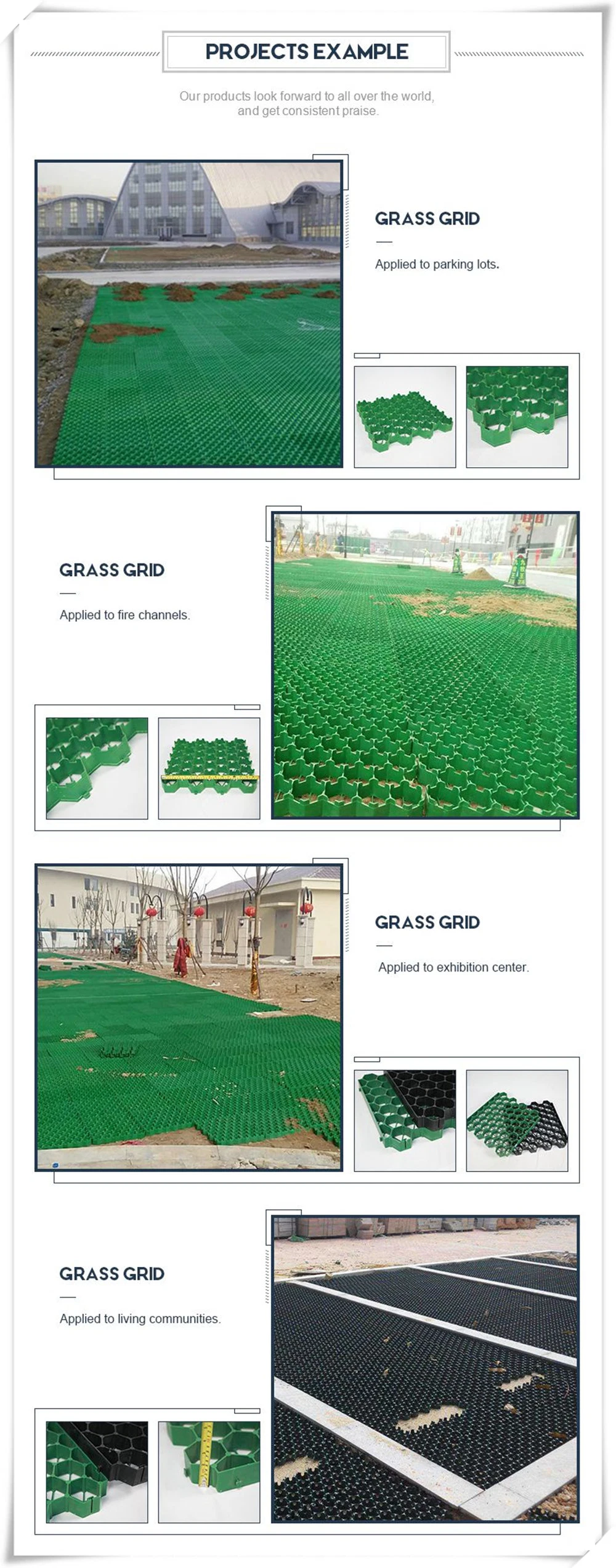 Cost Effective Eco-Friendly Pavements Plastic Grid Grass Paver for Slope Protection HDPE Geocell