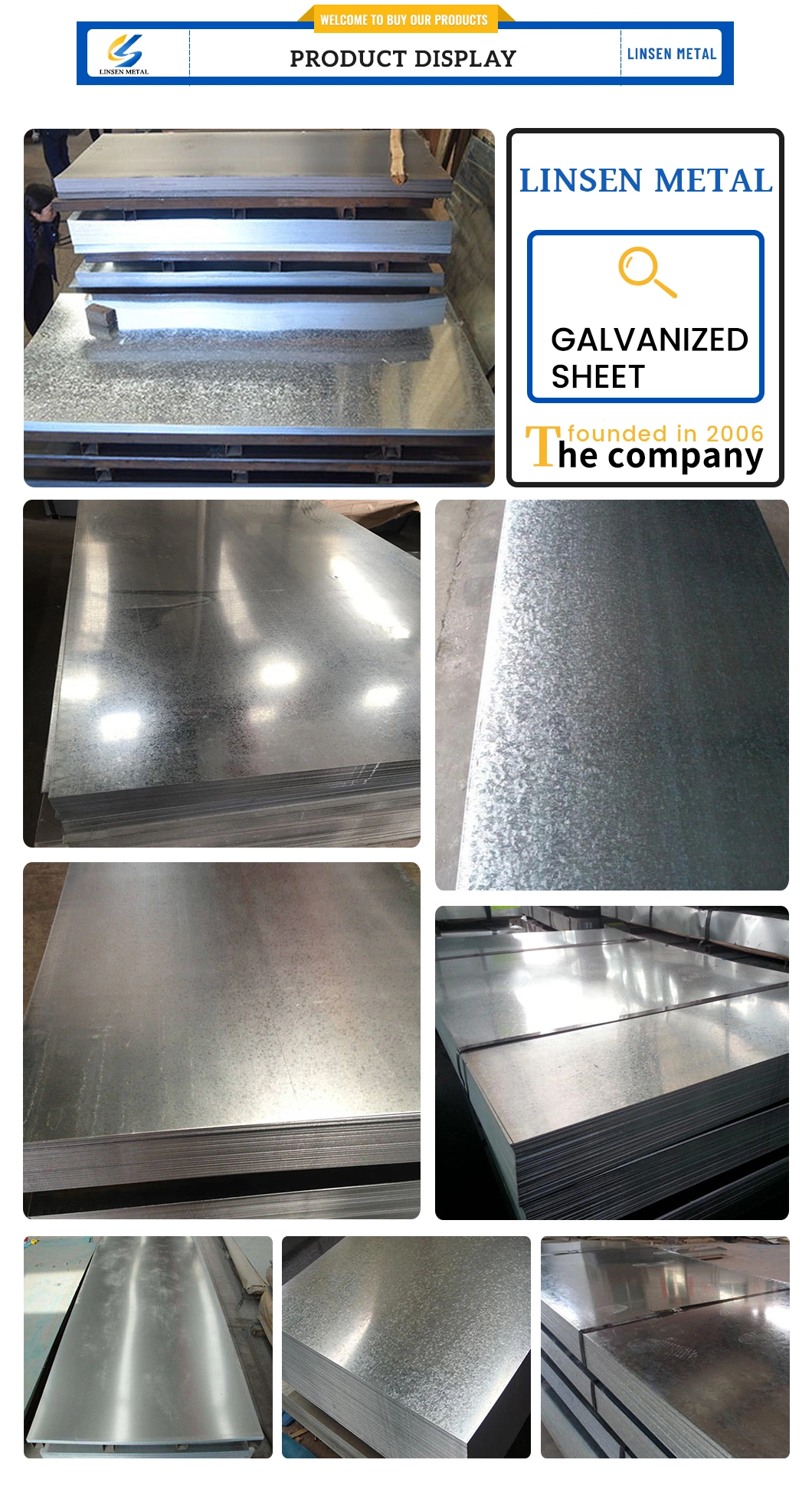 Factory Direct Supply 0.12mm/0.2mm/0.3mm/0.4mm/0.5mm/0.6mm/0.7mm/0.8mm/0.9mm/1.0mm/1.2mm Zinc Coated Hot Diped Galvanzied Steel Sheet