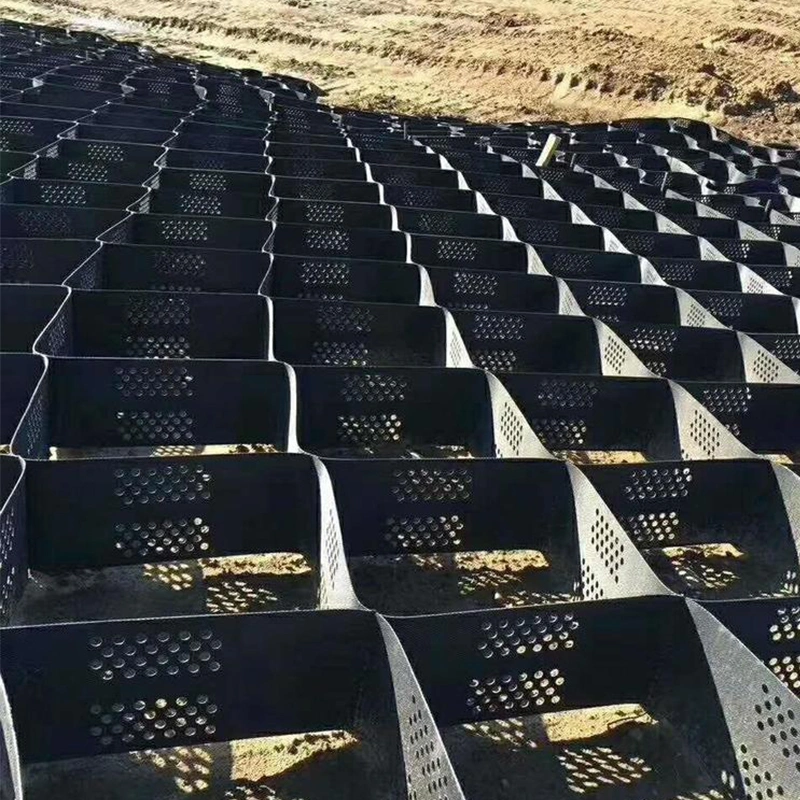 1.1-1.8mm Textured/Perforated HDPE Plastic Sheet Cellular Geocell for Channel Slopes Reinforcement Protection