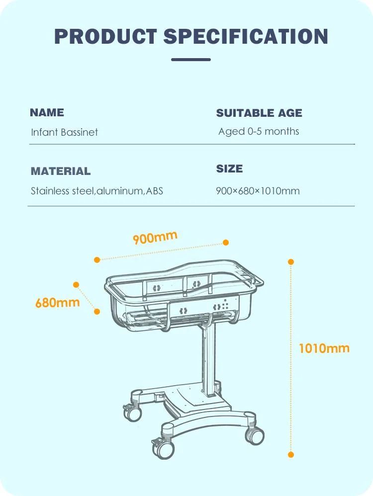 Luxury Medical Baby Bassinet Hospital Infant Baby Crib Plastic Baby Bed