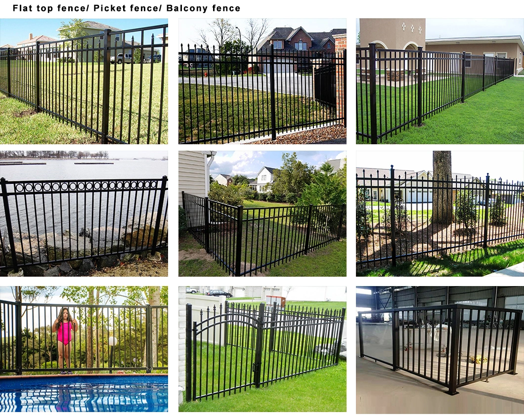 Free Design Custom Aluminum Ornamental Galvanized Steel Hercules Pressed Spear Top Fence Panels Iron Security Fencing Metal Pool Garden Yard Rackable Fence