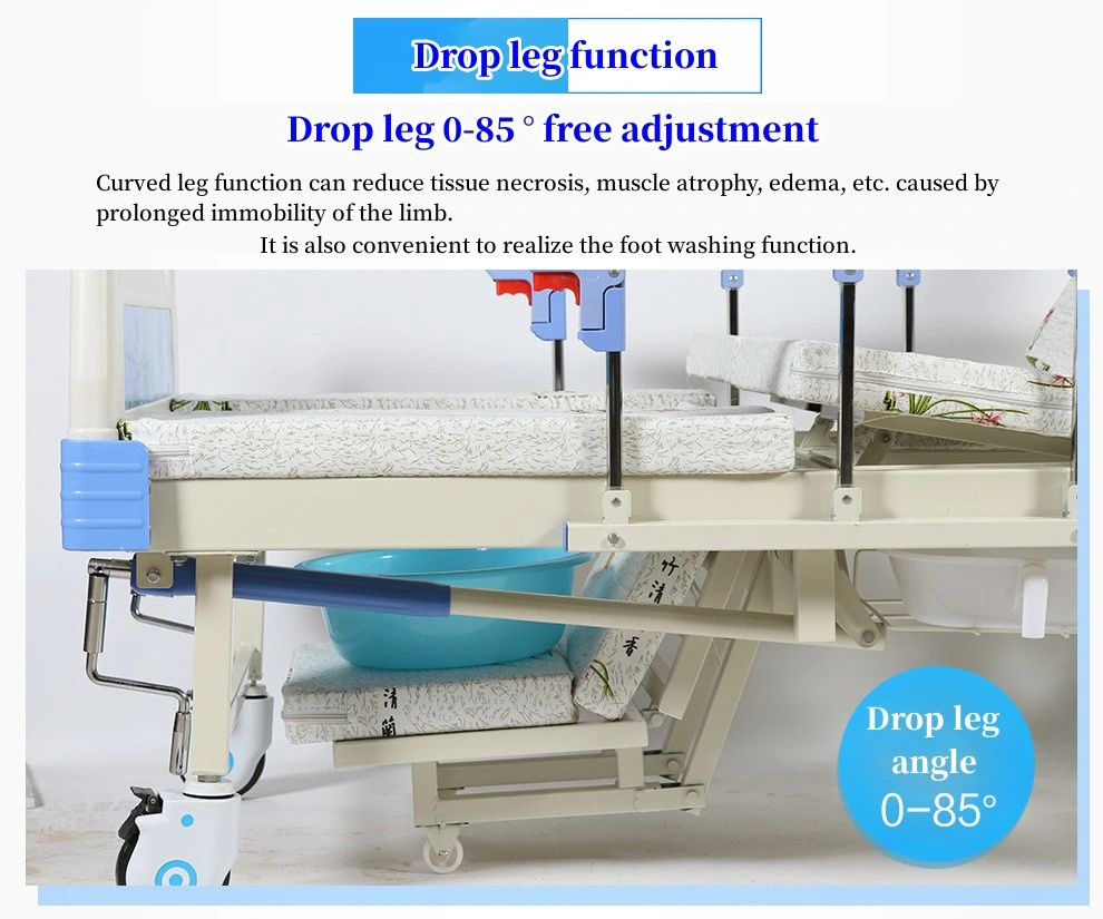 Manufacturer Directly Supply 3 Cranks Manual Patient Medical Bed for Hospital