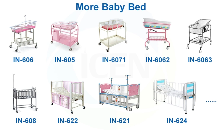in-606 Hospital Height Adjustable Baby Cot Newborn Baby Trolley Medical Child Bed Portable Infant Bed