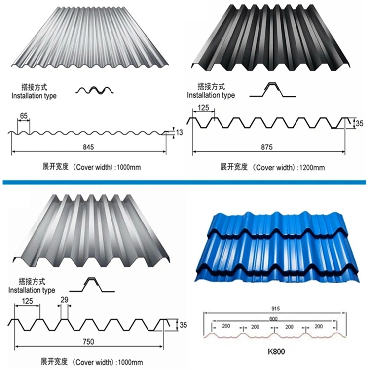 12 Feet Zinc Cheap 20 28 32 22 Gauge Zinc PPGI Galvanized Gi Corrugated Steel Metal Roof Plate Iron Roofing Sheet Price Color Coated Steel Sheets