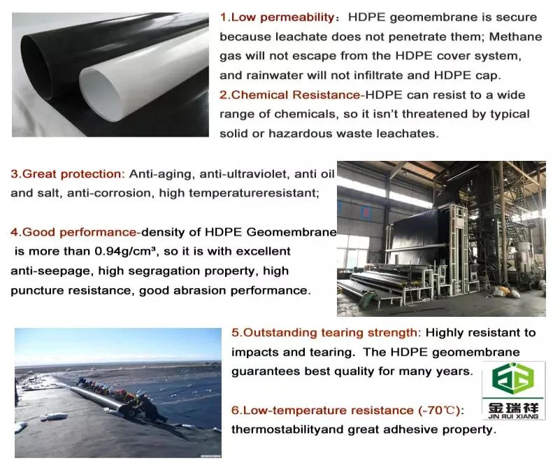 Factory Supply Protection and Anti-Aging HDPE Geomembrane for Landfill Liner