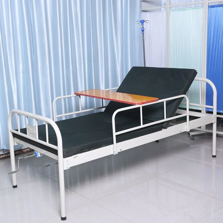 Portable Casters Single Function Foldable Metal Clinic Furniture Medical Nursing Patient Adjustable Manual Hospital Bed