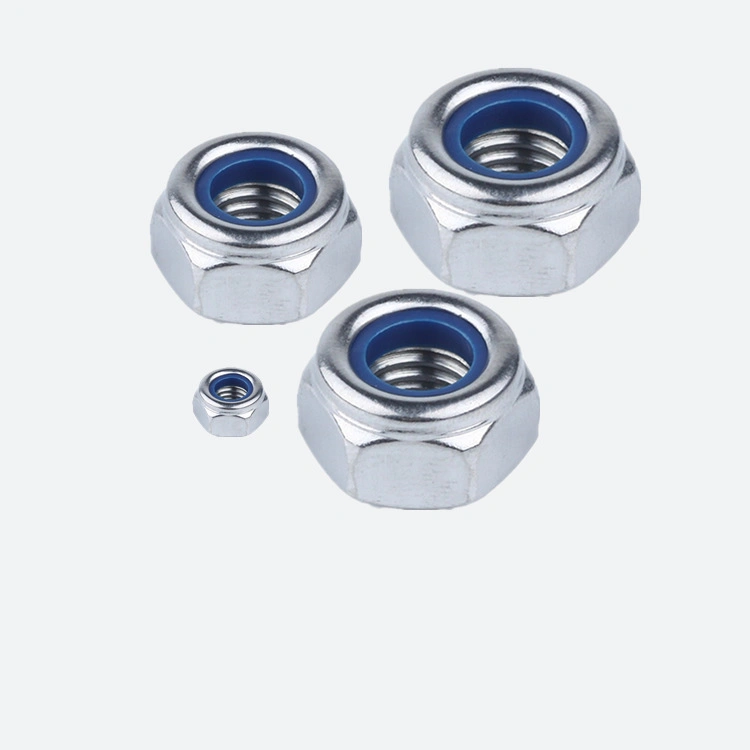 Galvanized Nylon Hex Lock Nut White Zinc, Blue and White Zinc Colors Can Be Customized