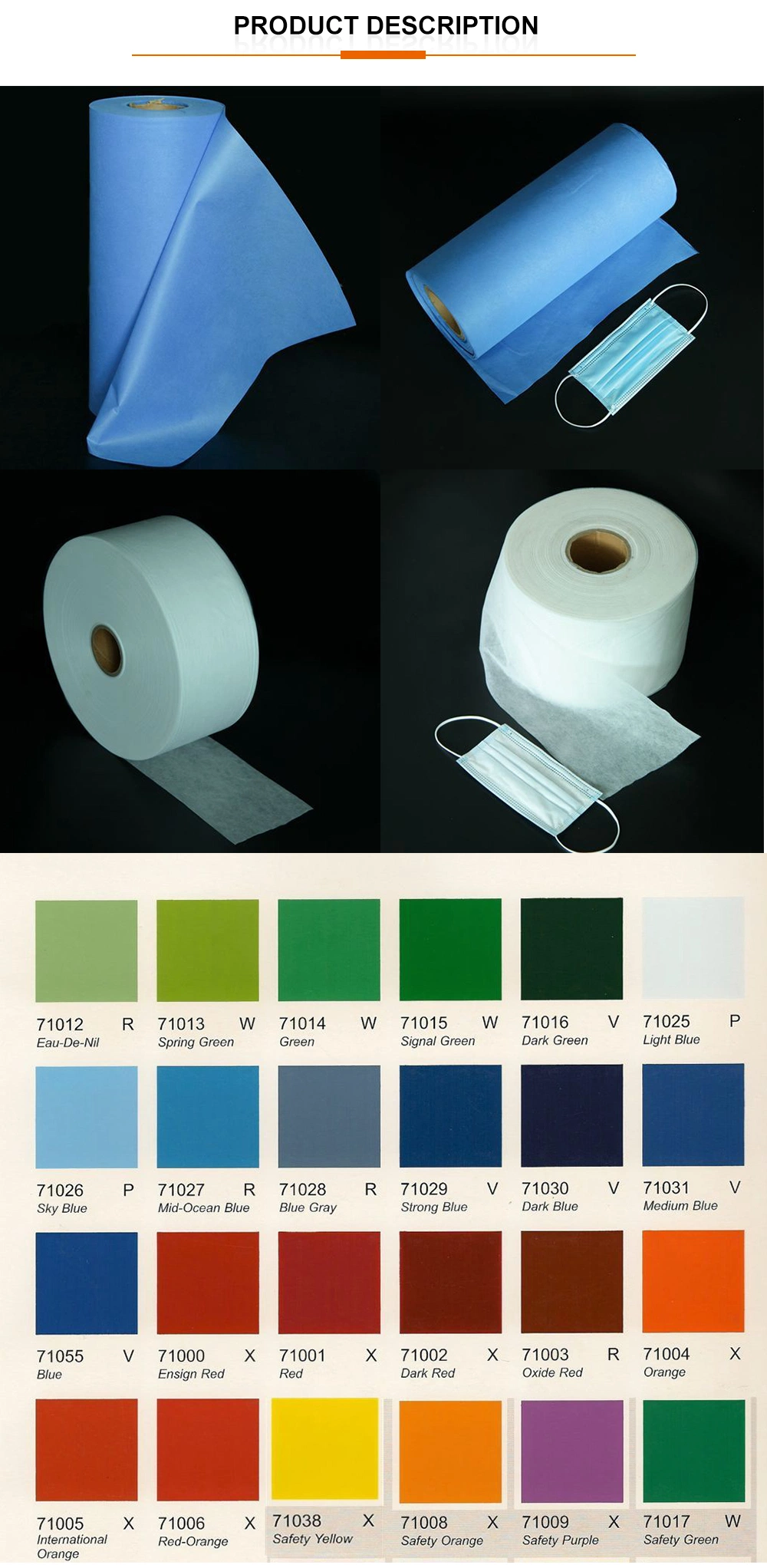 100% PP KN95 Melt Blown Filter Polypropylene Spunbond Nonwoven Fabric
