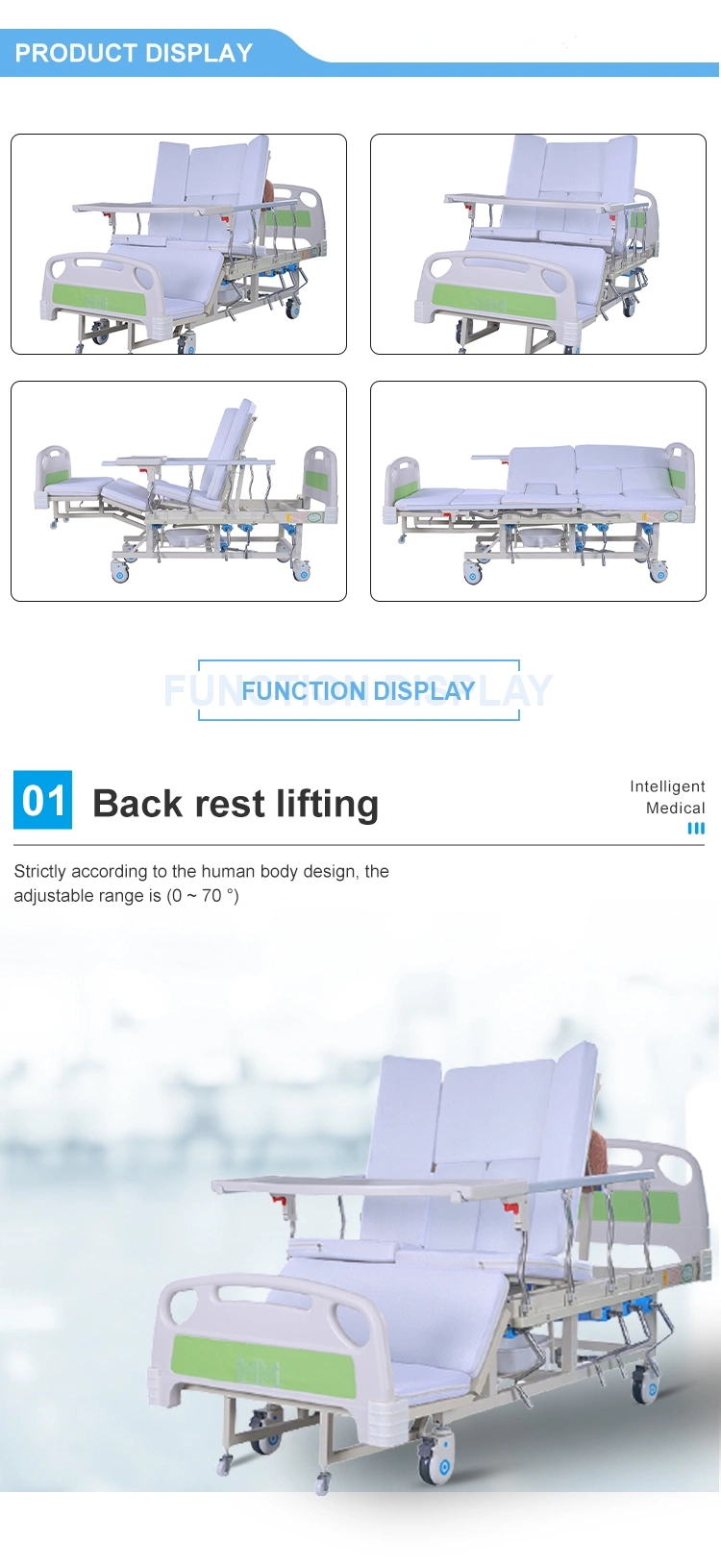 Hospital Furniture Electric Medical Bed 3 Function Electric Patient Medical Hospital Bed