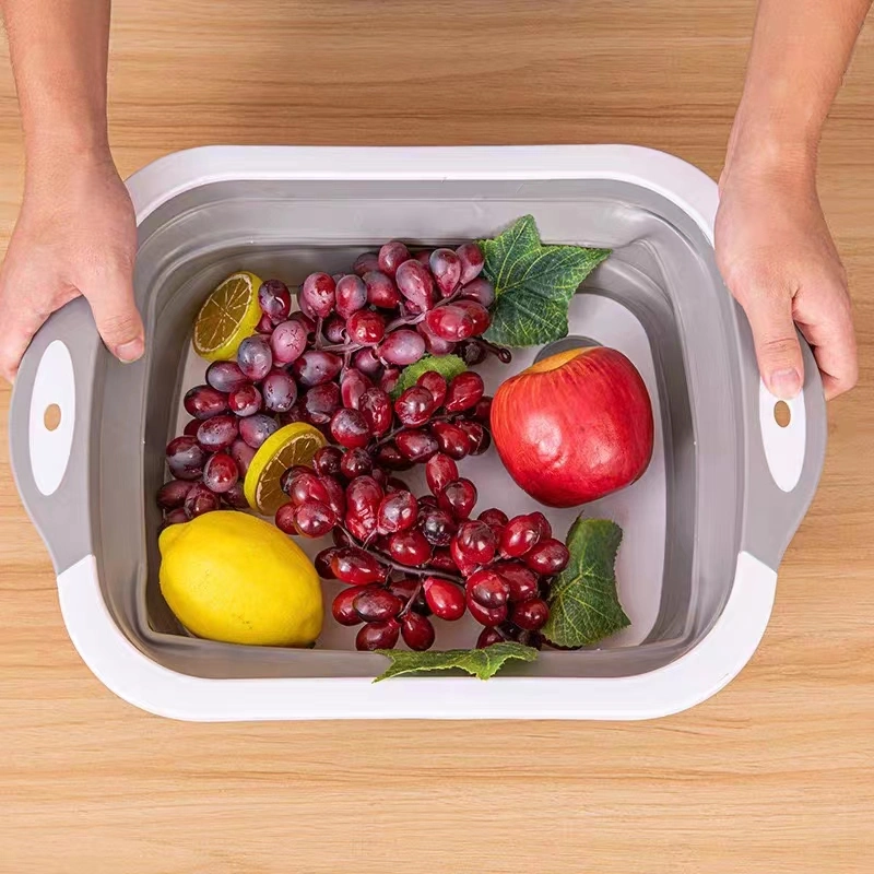 2023 Hot Selling Multifunctional Drainage Basket Foldable 2-in-1 Plastic Cutting Board