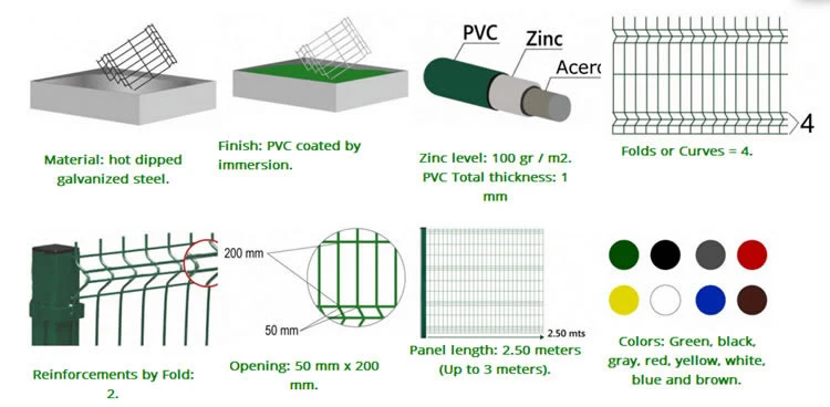 3D Curved PVC Coated Hot-Dipped Galvanized Welded Wire Mesh Fence for Security Gardening Airport Construction