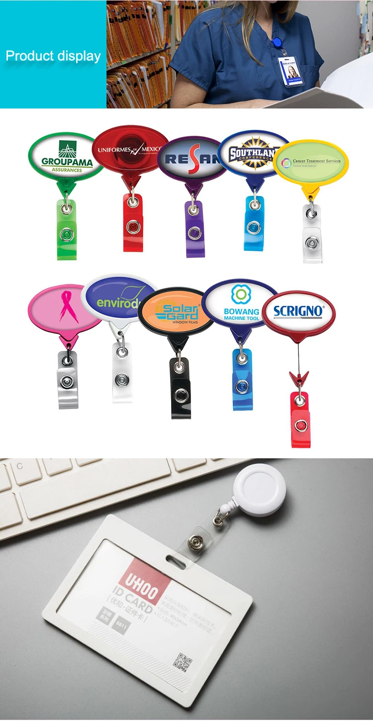 Wholesale Heavy Duty Lanyard ID Card Holder Accessories Resin Acrylic Plastic Custom Logo Sublimation Metal Alligator Clip Cute Retractable Nurse ID Badge Reels