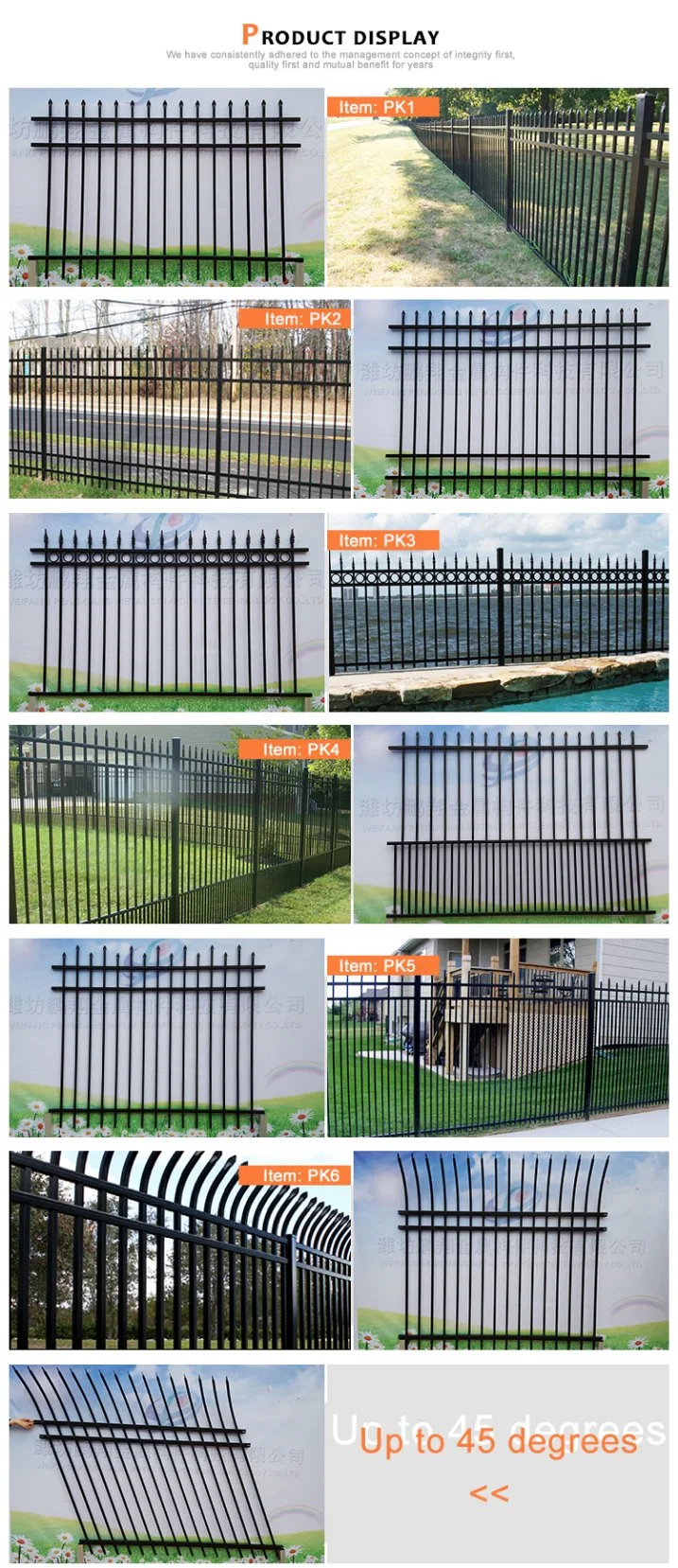 Affordable Durable Ornamental Fencing Steel Rackable Fence Panel Versai Residential/Commercial/Industrial Grade Security Fence with 10years Warranty