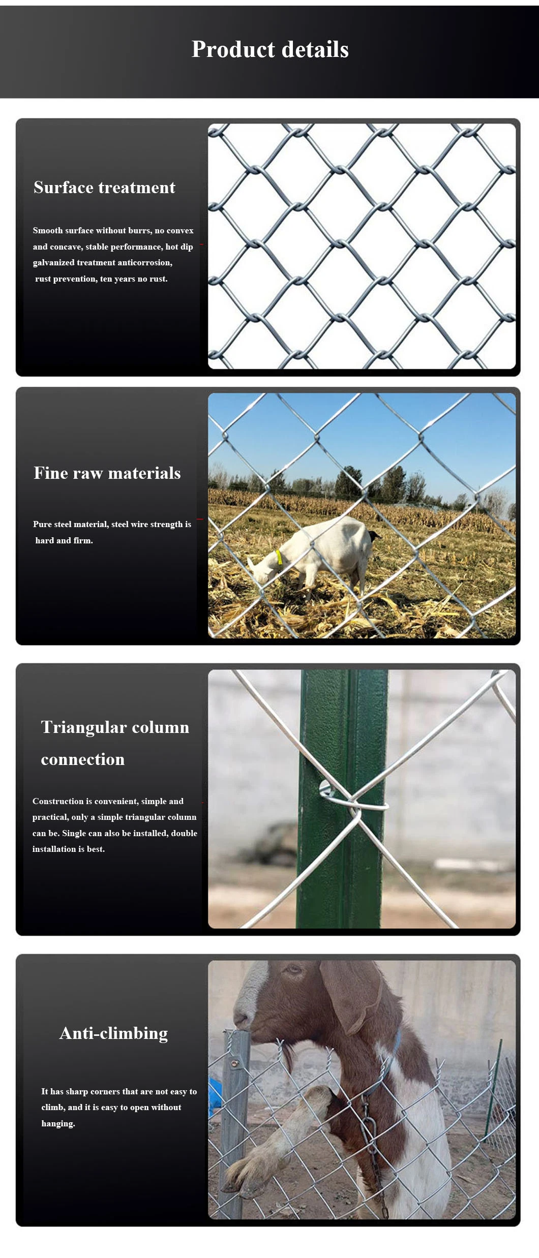 PVC/Galvanized Coated Rhombic Wire Mesh/Chain Link Fence/Hook Mesh