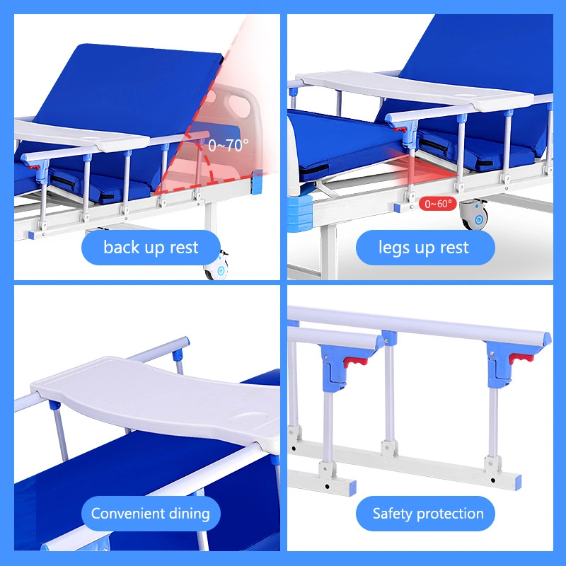 Manufacturer Directly Supply 2 Cranks Manual Patient Medical Bed for Hospital