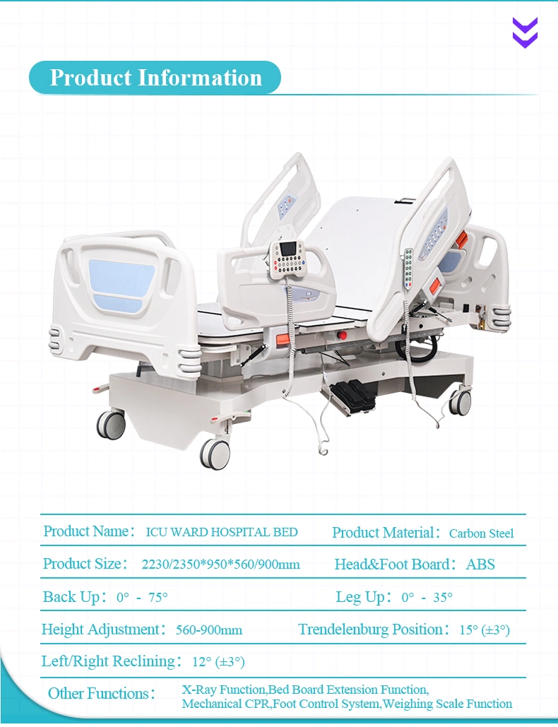 CE ISO Electric 7 Functions ICU Hospital Bed