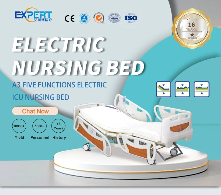 Professional Patient Medical ICU Bed 5 Function Adjustable Electric Hospital Bed Manufacturers