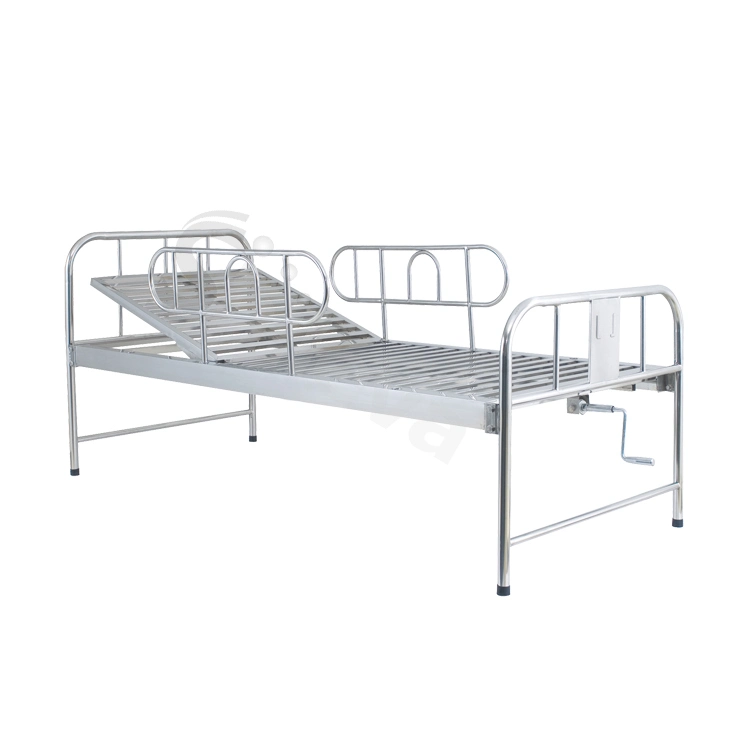 Deluxe Solid Coated Steel Function Flat Bed for Hospital Patient Bed