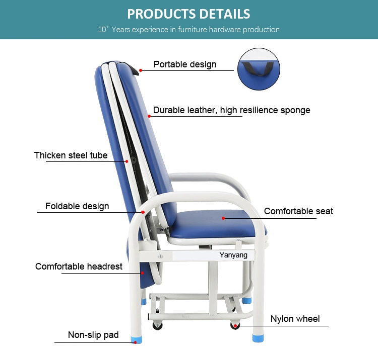 Multi Functional Manual Foldable Portable Medical Hospital Escort Bed