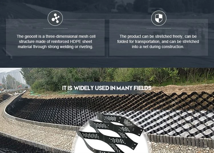 Plastic HDPE Geosynthetic Stabilization Geocell Retaining Walls Road Construction for Sale