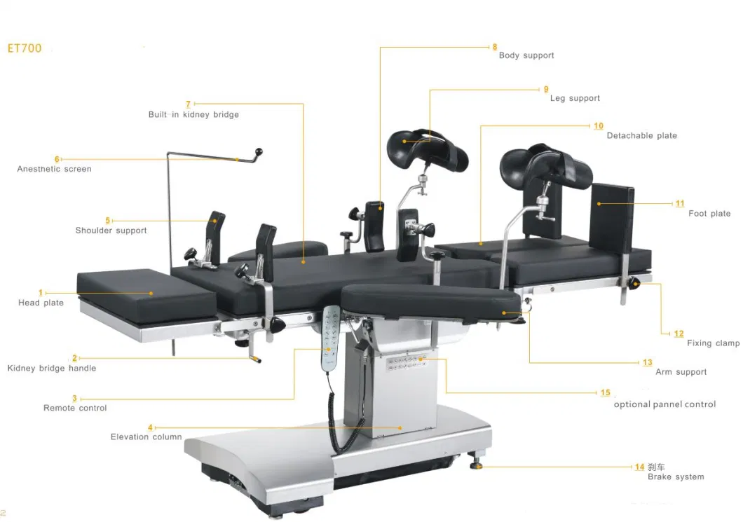 High Quality Hospital Medical Electric Hydraulic Surgical Operating Table Operation Factory