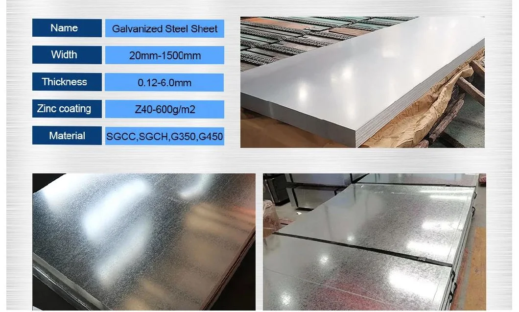 Galvanized Steel Sheet for Roofing Tile Garden Beds with 0.6mm 0.8mm 1.2mm Z80g Z100g Iron Metal Roof Manufacturer 20 26 Gauge Gi Gl Zinc 470 600